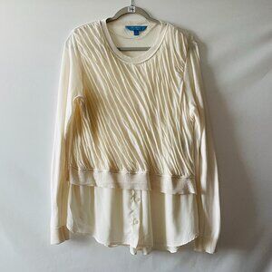 Simply Vera Vera Wang Womens Ivory Layered Sweater Style Blouse Top Size XL